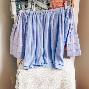 Blue off-the-shoulder top